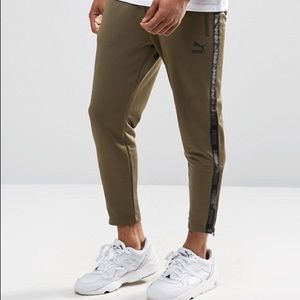 Puma Cropped Joggers In Green